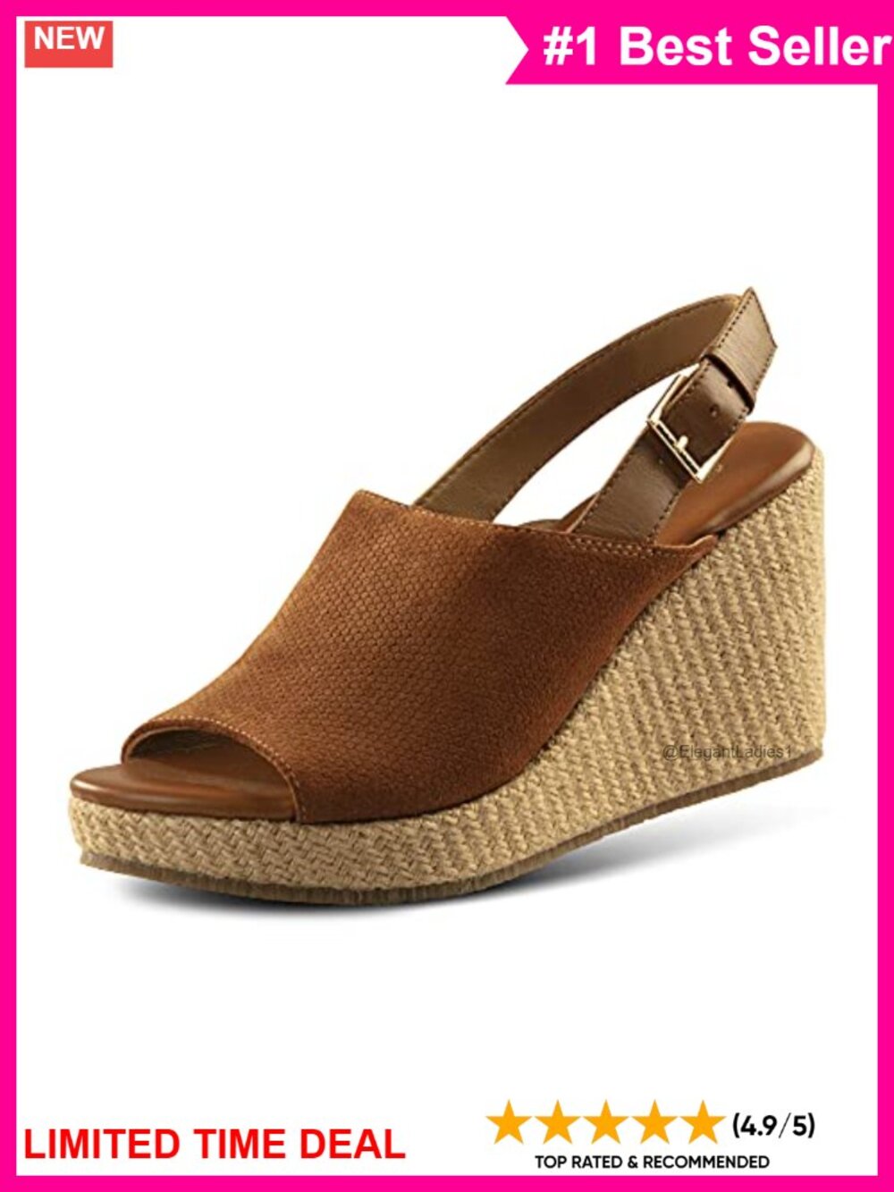 Leather Wedge Sandals for Women Slingback Buckle Espadrilles Comfortable Summer